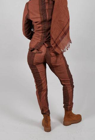 Slim Fit Trousers in Terracotta Cloud Stripe  - 2390101