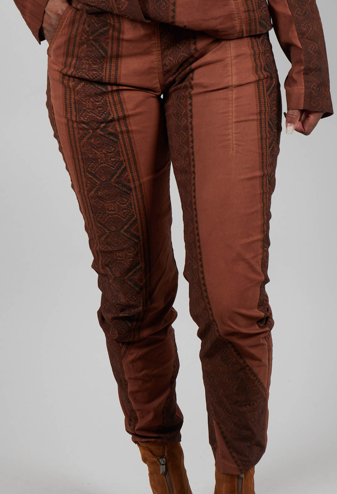 Slim Fit Trousers in Terracotta Cloud Stripe  - 2390101