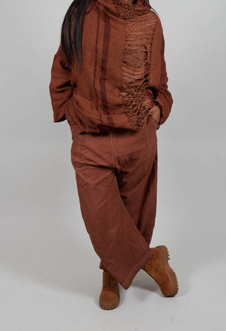 Pull On Barrel Leg Trousers in Terracotta Cloud  - 2390122
