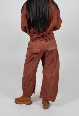 Pull On Barrel Leg Trousers in Terracotta Cloud  - 2390122