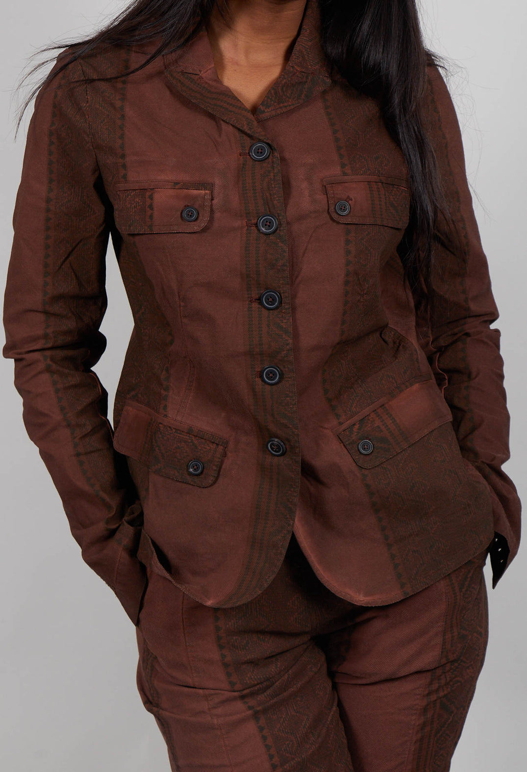 Fitted Jacket in Henna Cloud Stripe - 2391106