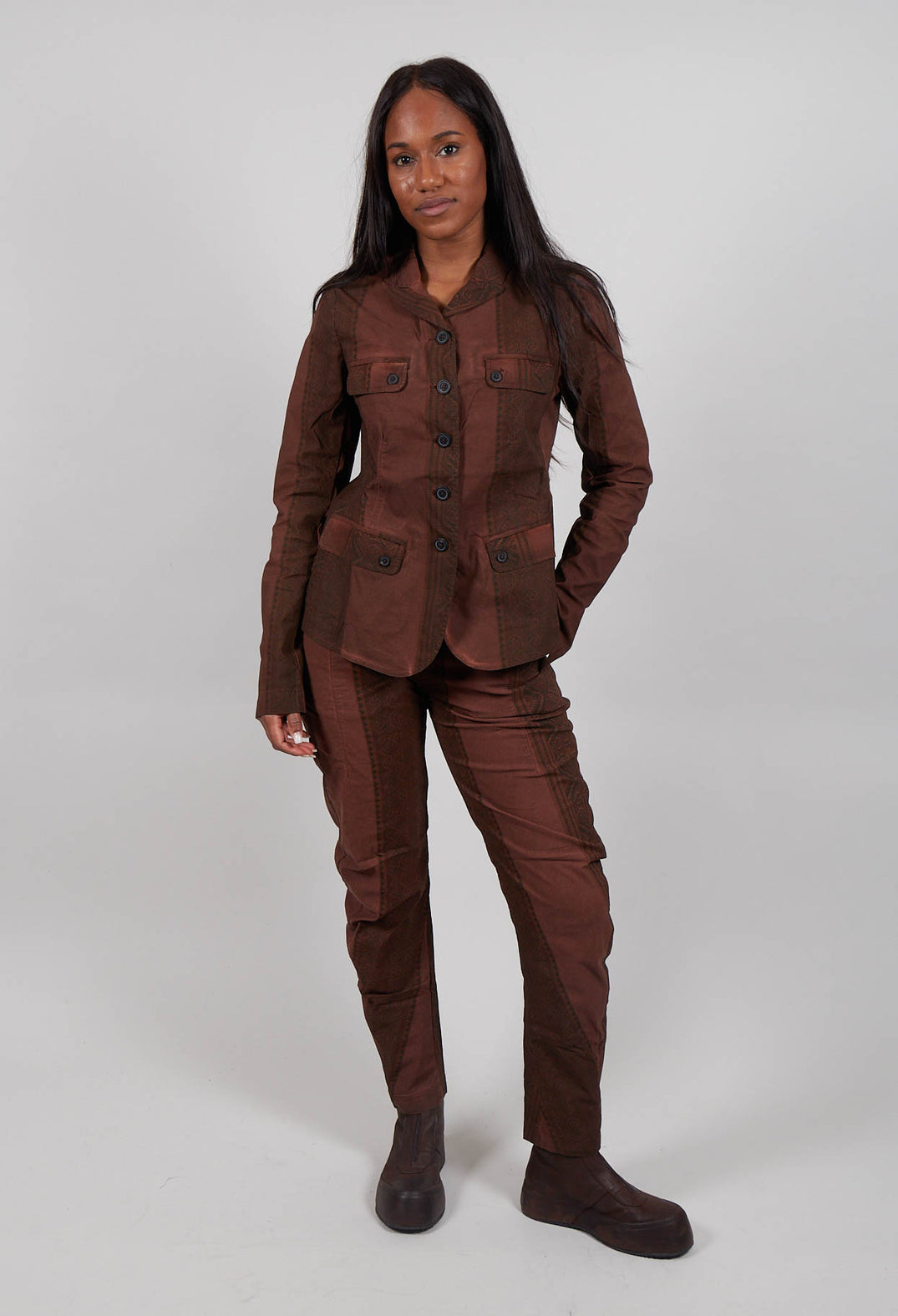 Fitted Jacket in Henna Cloud Stripe - 2391106