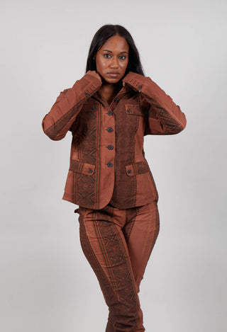 Fitted Jacket in Terracotta Cloud Stripe  - 2391106