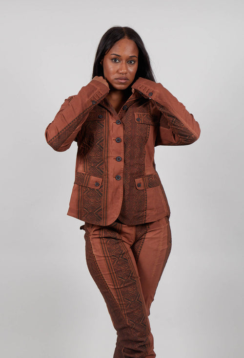 Fitted Jacket in Terracotta Cloud Stripe  - 2391106