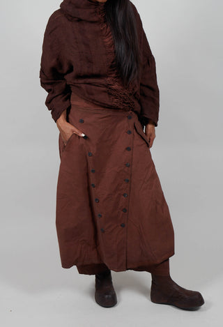 Wide Leg Button Detail Trousers in Henna Cloud  - 2390127