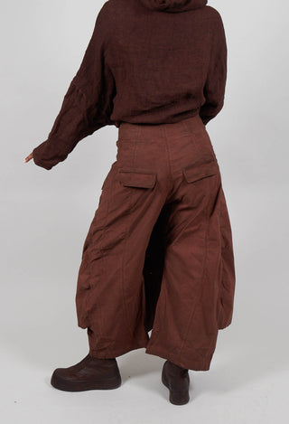 Wide Leg Button Detail Trousers in Henna Cloud  - 2390127