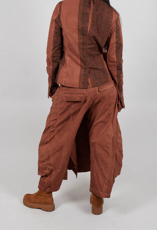 Wide Leg Button Detail Trousers in Terracotta Cloud  - 2390127