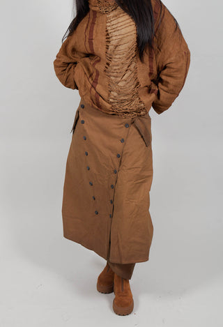 Wide Leg Button Detail Trousers in Dakar Cloud  - 2390127
