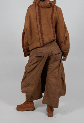 Wide Leg Button Detail Trousers in Dakar Cloud  - 2390127