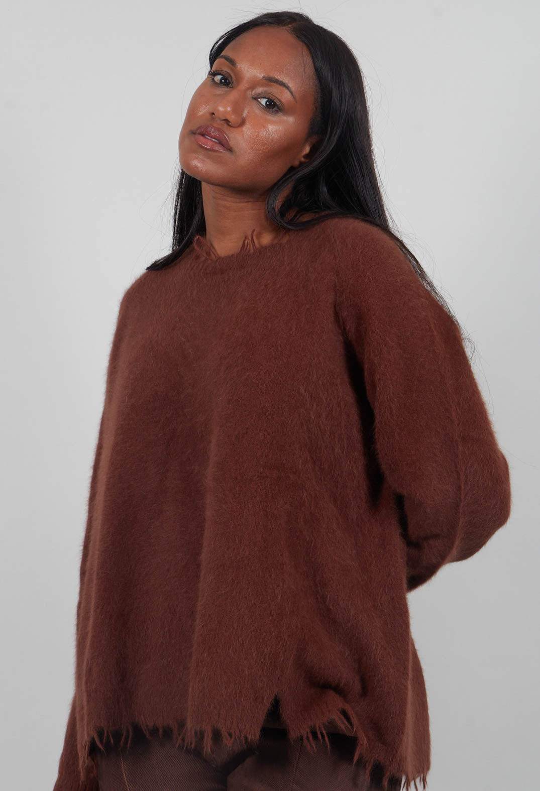 Oversized Raw Edge Jumper in Henna  - 2440701
