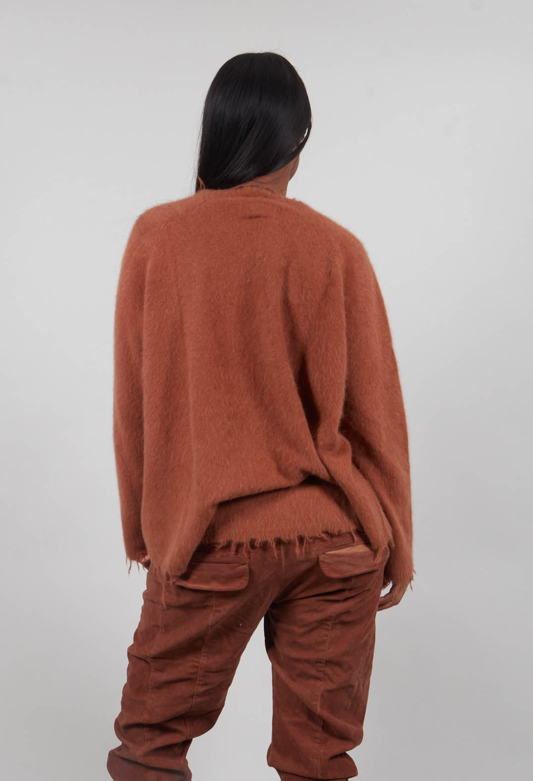 Oversized Raw Edge Jumper in Terracotta  - 2440701
