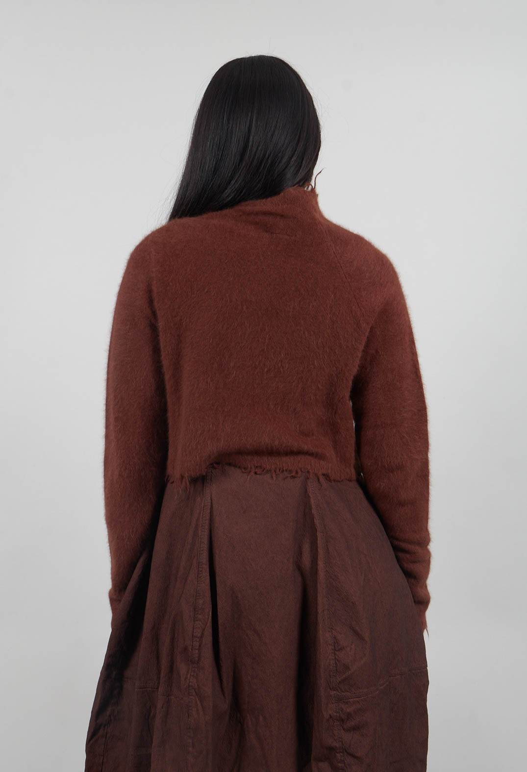 Cropped Raw Edge Jumper in Henna  - 2440702