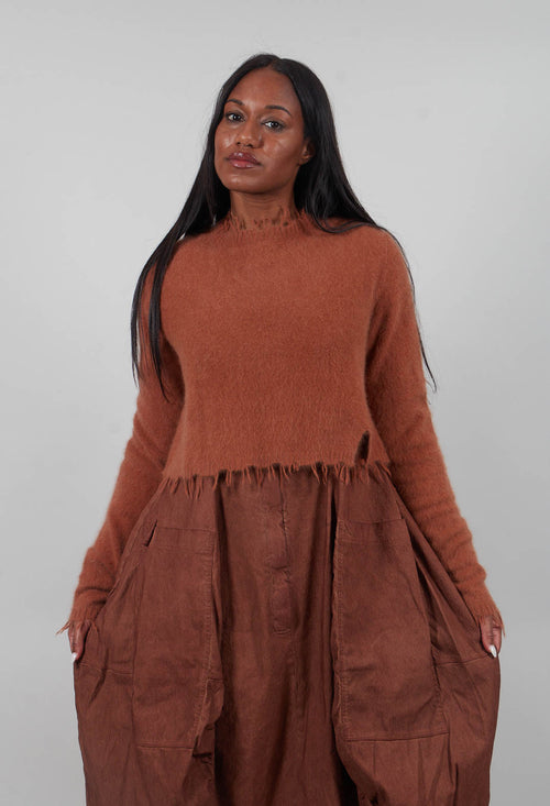 Cropped Raw Edge Jumper in Terracotta - 2440702