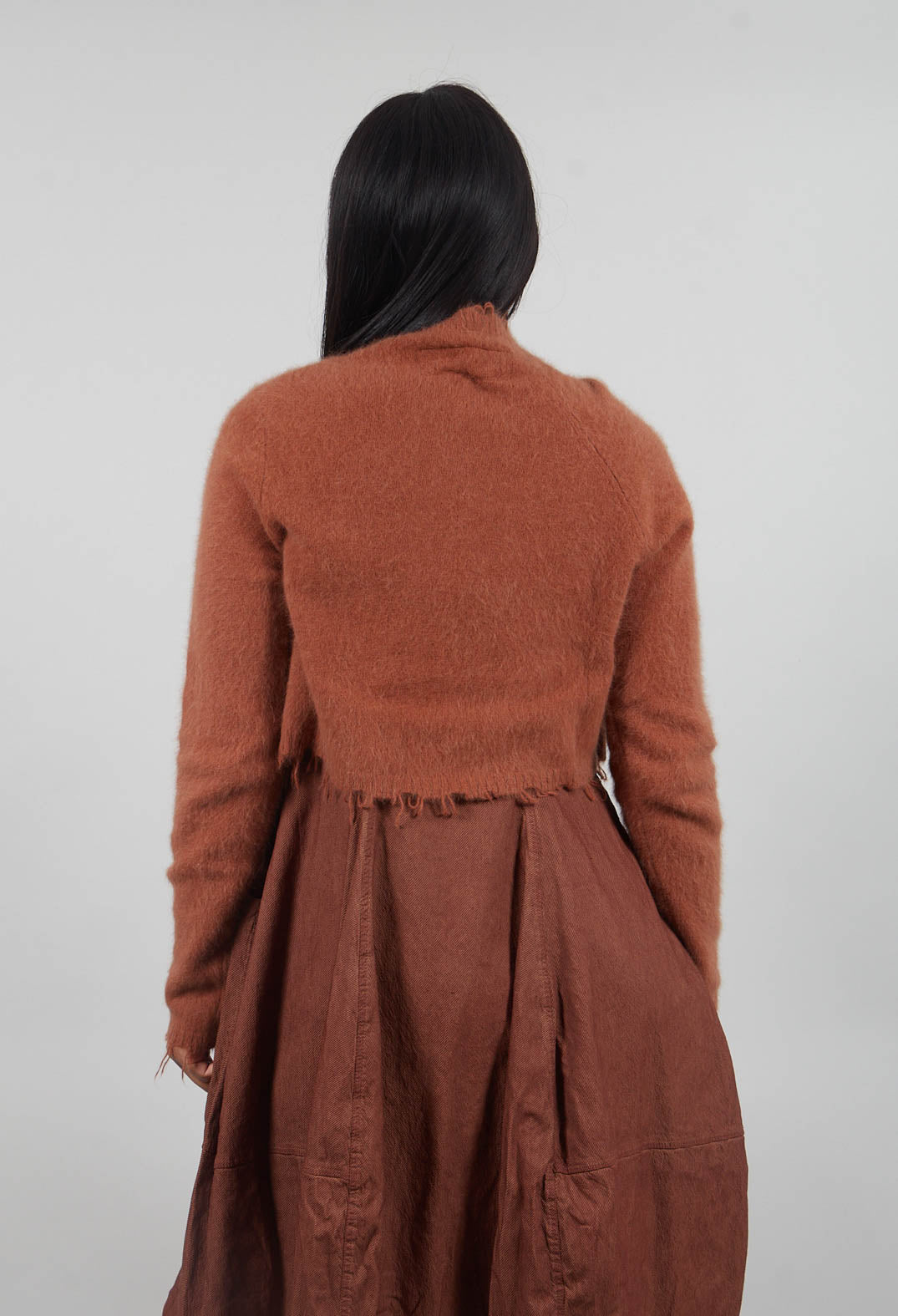 Cropped Raw Edge Jumper in Terracotta - 2440702