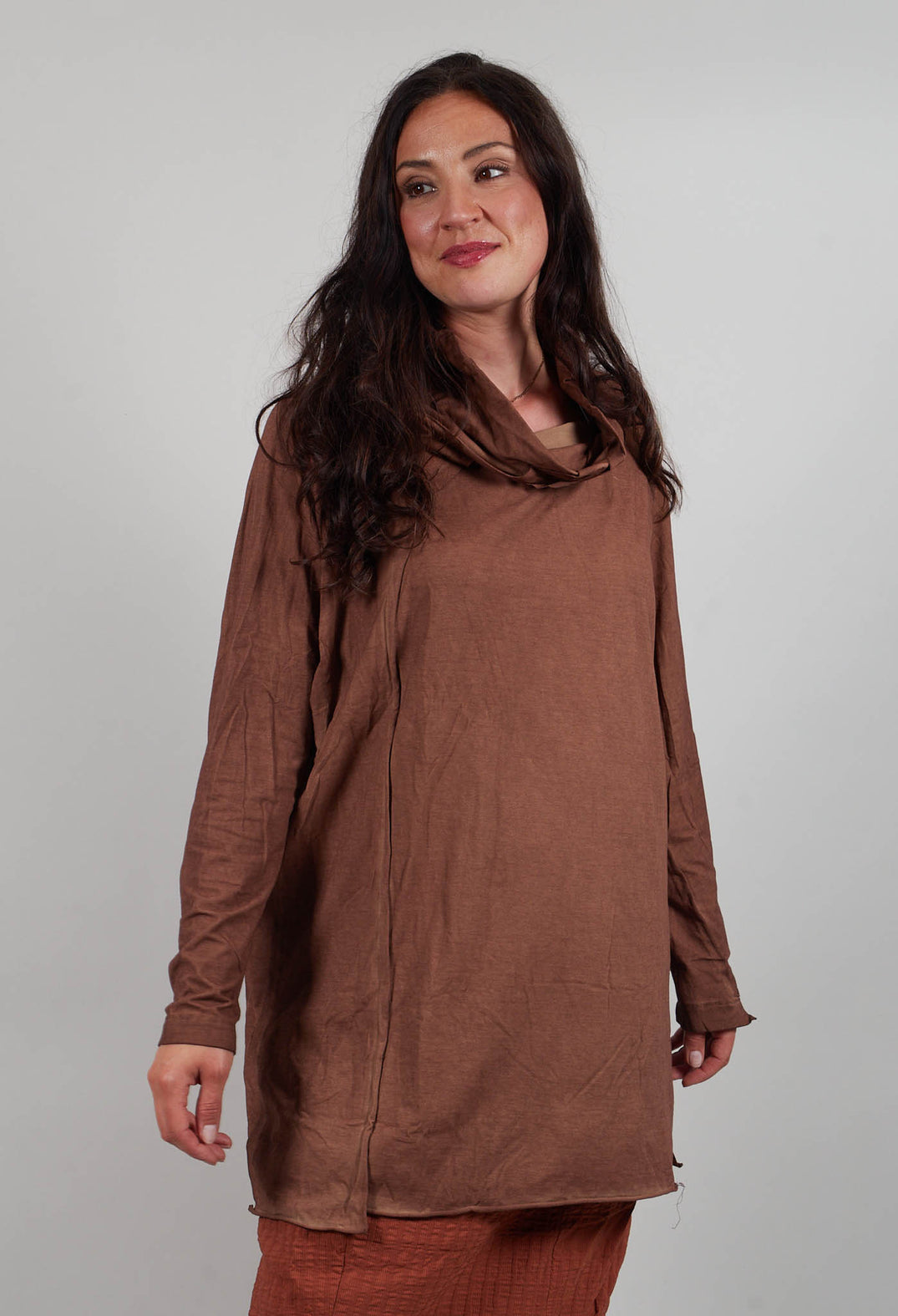 Longline Jersey Top in Terracotta Cloud  - 2560505