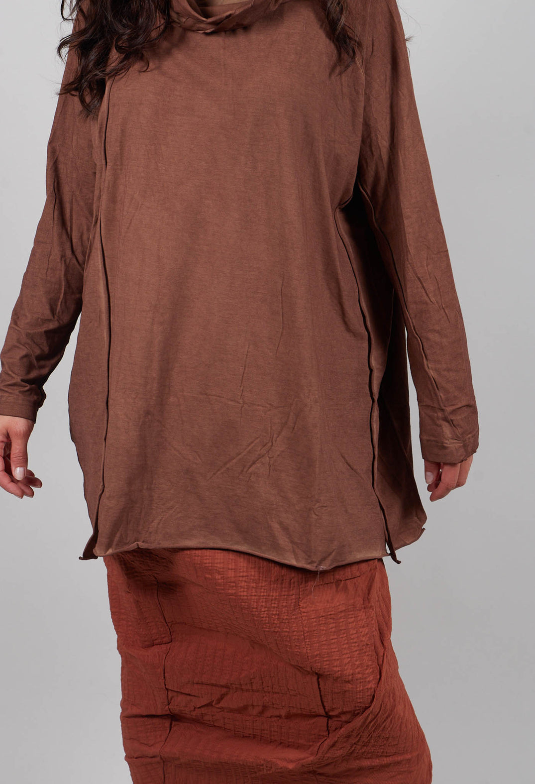 Longline Jersey Top in Terracotta Cloud  - 2560505