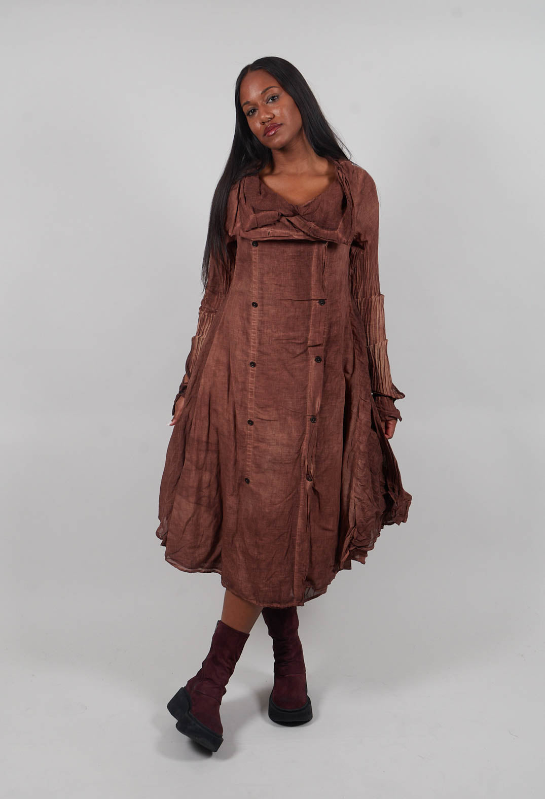 Double Breasted Dress in Henna Cloud  - 2580908