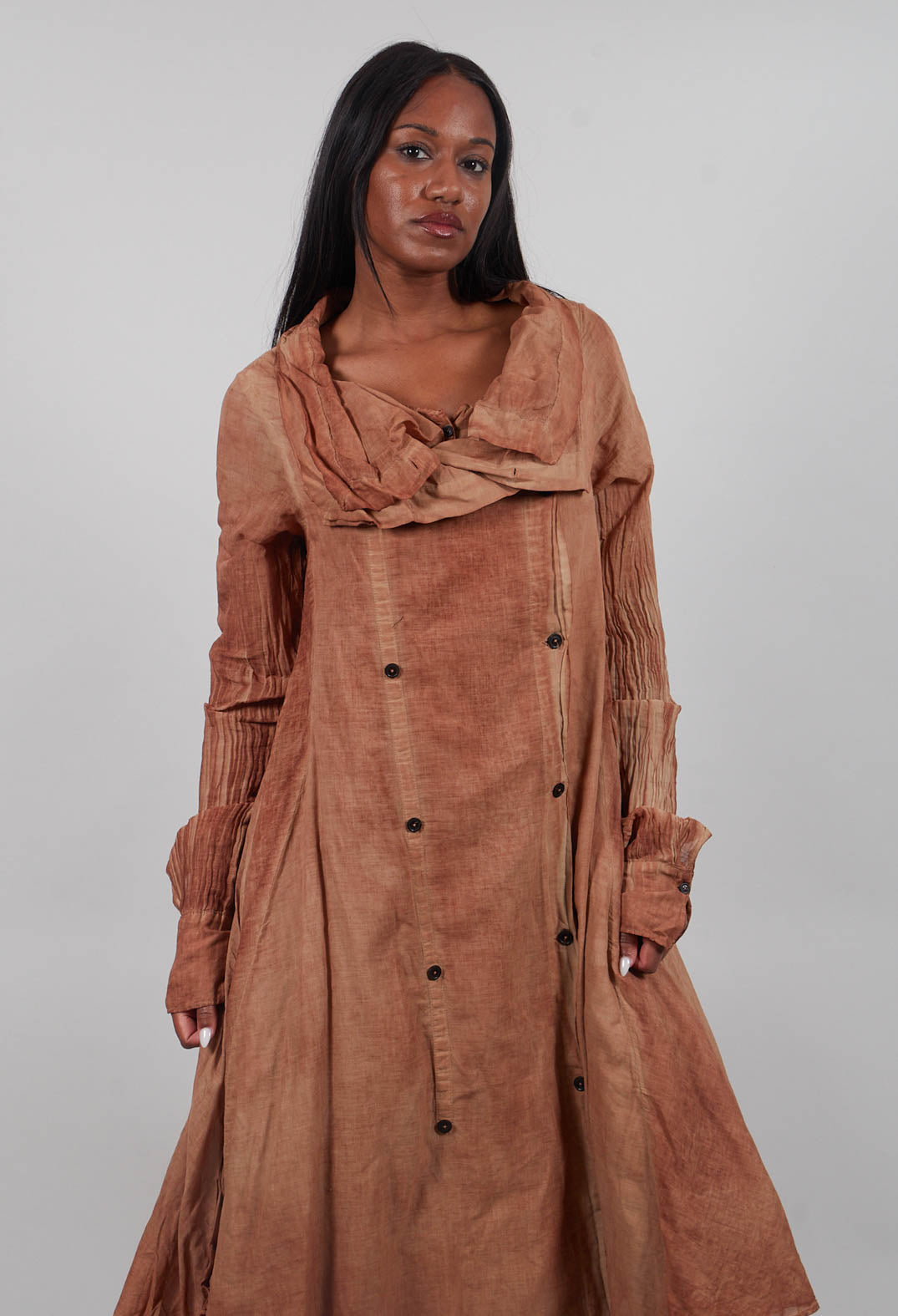 Double Breasted Dress in Terracotta Cloud  - 2580908