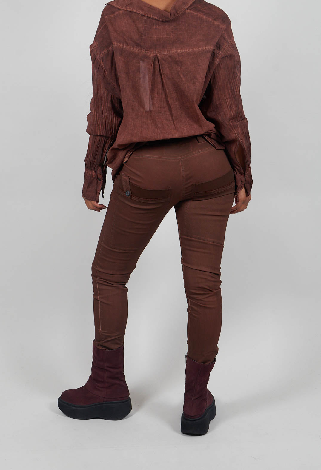 Coated Slim Leg Trousers in Henna Cloud  - 2600105