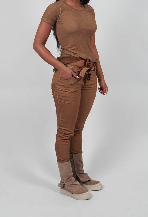 Coated Slim Leg Trousers in Dakar Cloud  - 2600105
