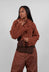 Cropped Long Sleeve Jumper in Terracotta  - 2620703