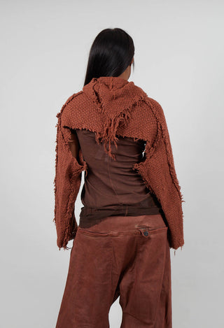 Cropped Long Sleeve Jumper in Terracotta  - 2620703