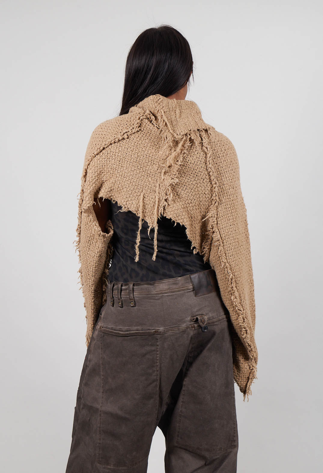 Cropped Long Sleeve Jumper in Clay  - 2620703