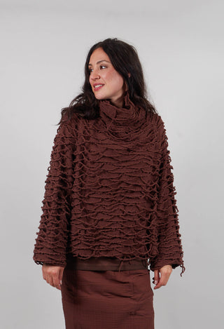 Oversized Jumper with Knitted Strands in Henna  - 2680701