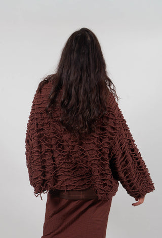 Oversized Jumper with Knitted Strands in Henna  - 2680701