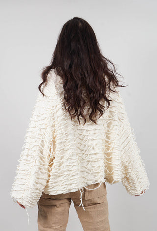 Oversized Jumper with Knitted Strands in Ivory - 2680701