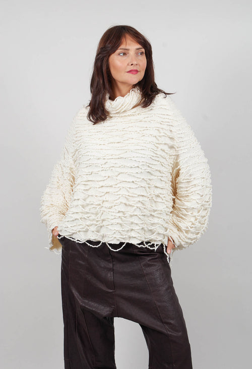 Oversized Jumper with Knitted Strands in Ivory - 2680701
