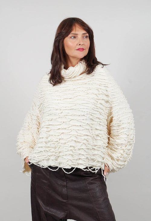 Oversized Jumper with Knitted Strands in Ivory - 2680701