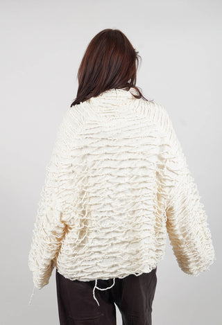 Oversized Jumper with Knitted Strands in Ivory - 2680701