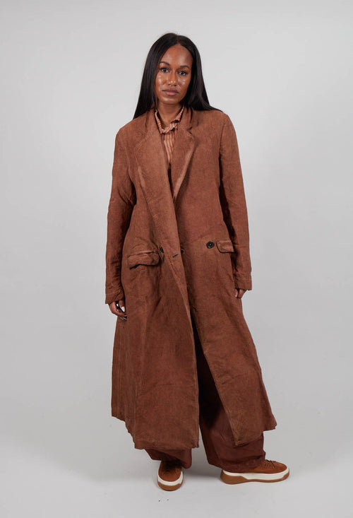 Double Breasted Long Coat in Terracotta Cloud  - 2711208