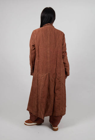 Double Breasted Long Coat in Terracotta Cloud  - 2711208