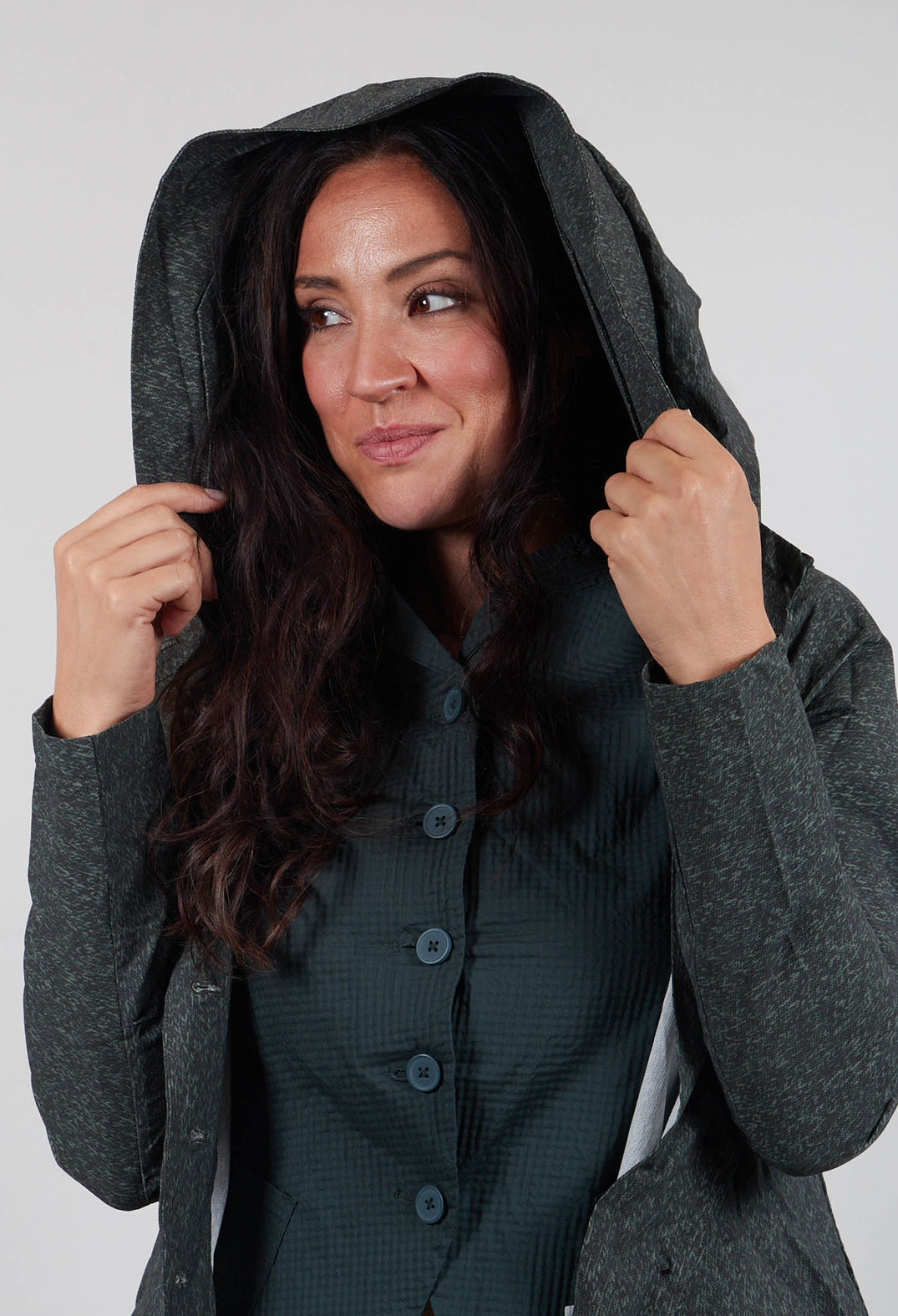 Tailored Jacket with Hood in Forest Print  - 3221101