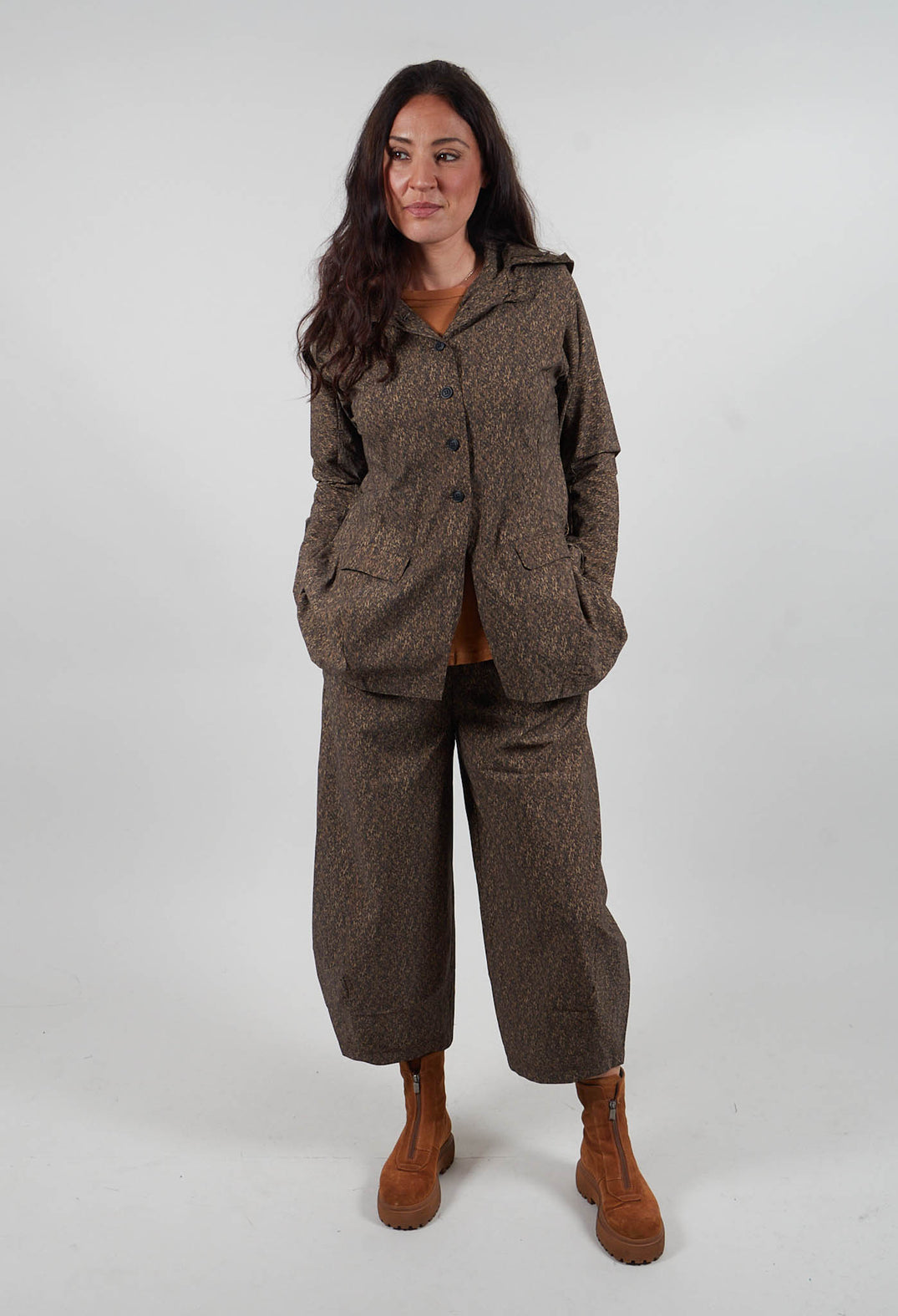 Tulip Leg Trousers in Bronze Print  - 3220104
