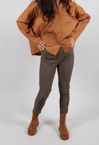 Slim Leg Trousers in Bronze Print  - 3220105