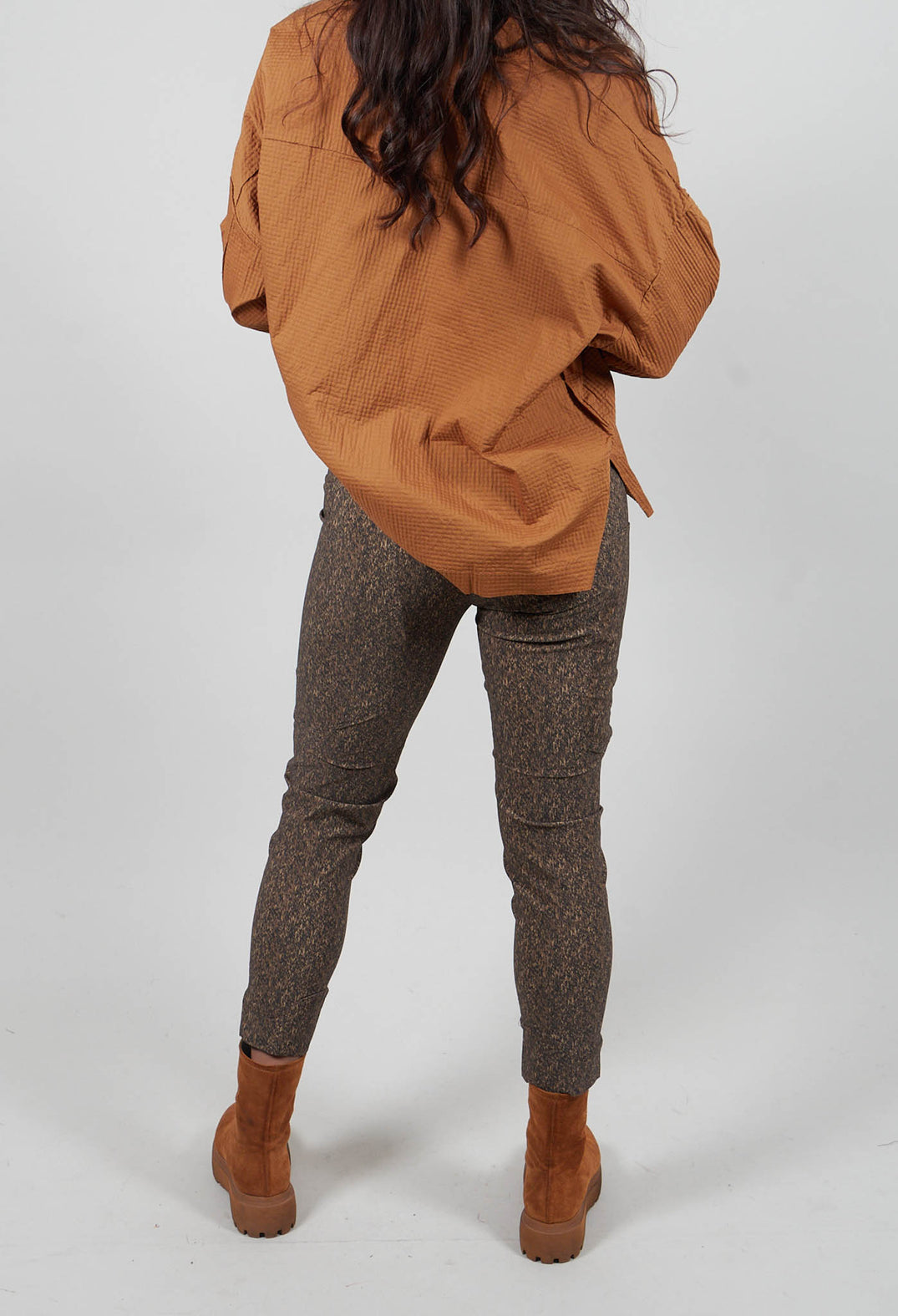 Slim Leg Trousers in Bronze Print  - 3220105
