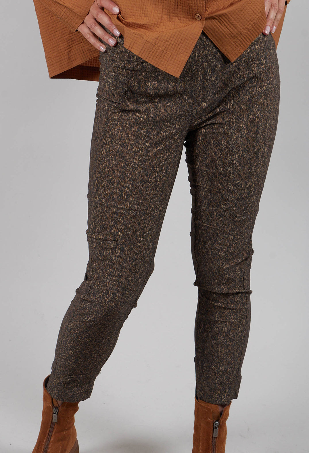 Slim Leg Trousers in Bronze Print  - 3220105