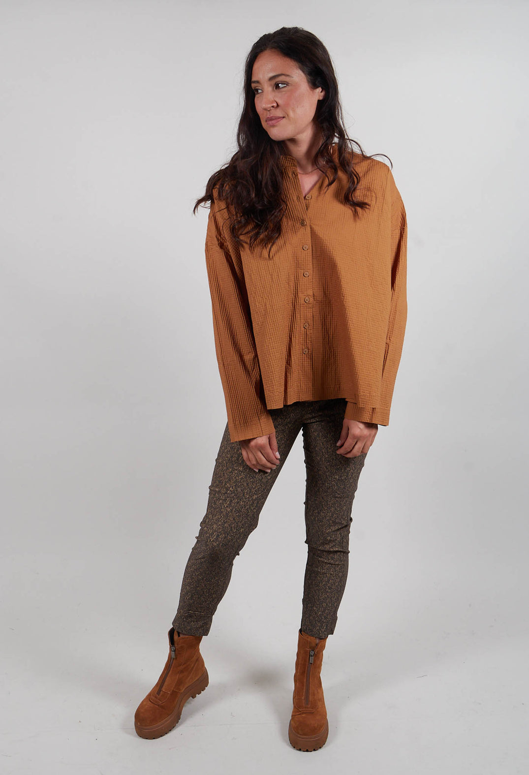 Slim Leg Trousers in Bronze Print  - 3220105