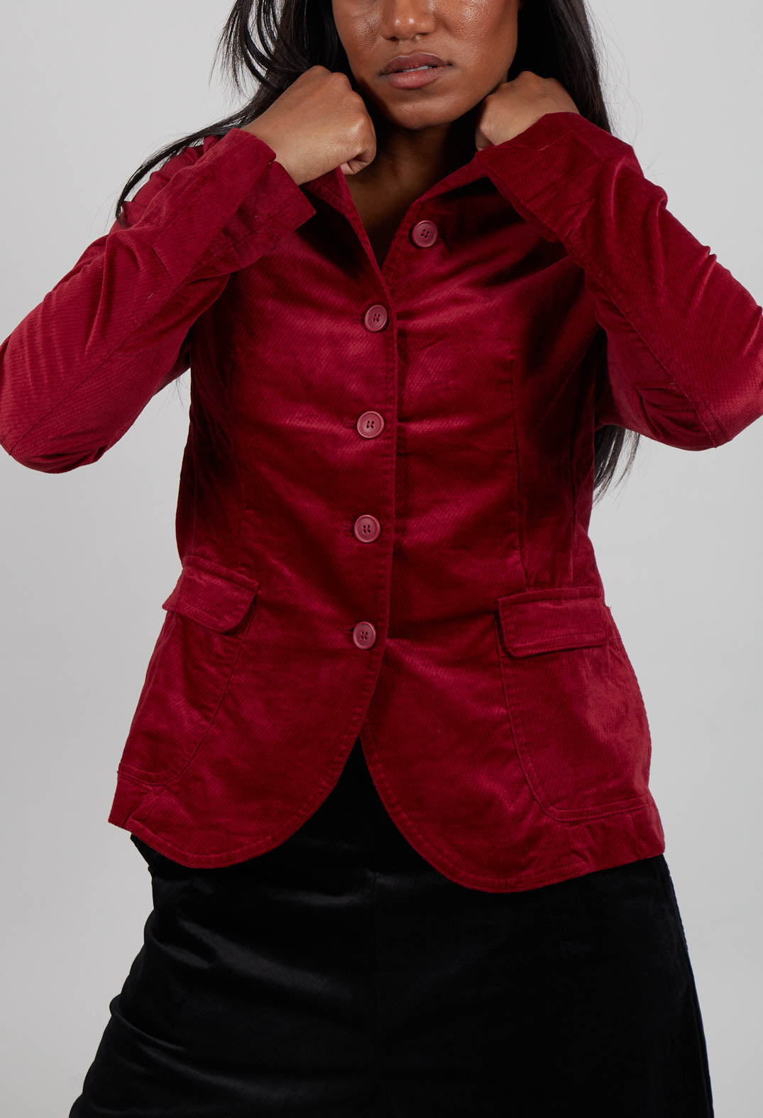 Button Up Jacket in Lava  - 3231111