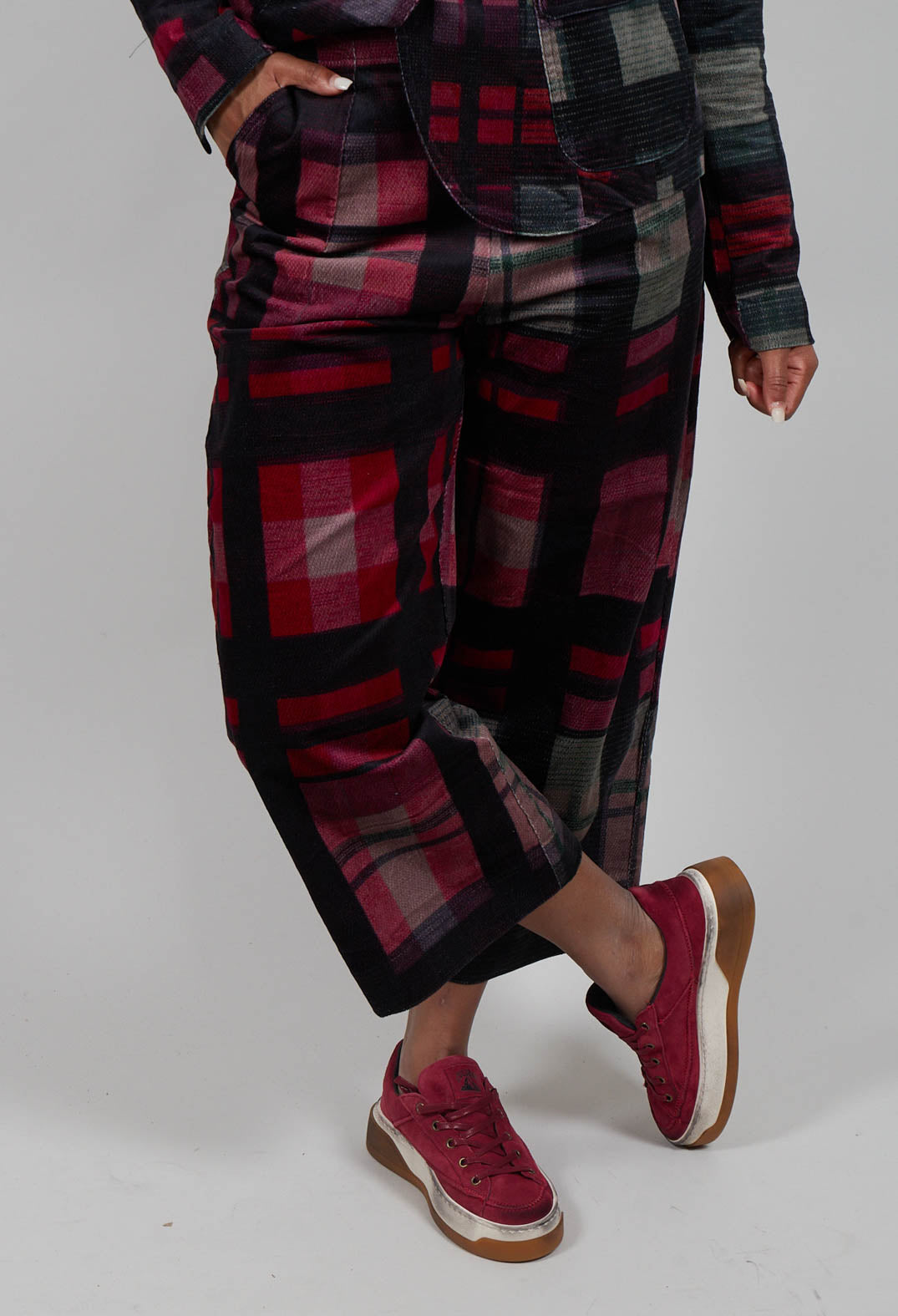 Wide Leg Trousers in Check Multicolour - 3230103