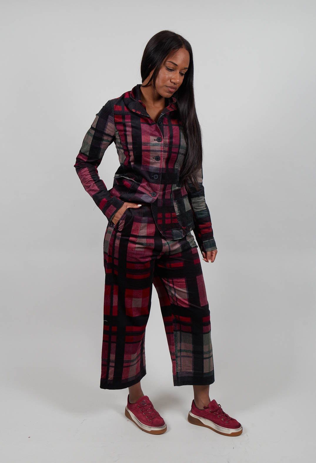 Wide Leg Trousers in Check Multicolour - 3230103