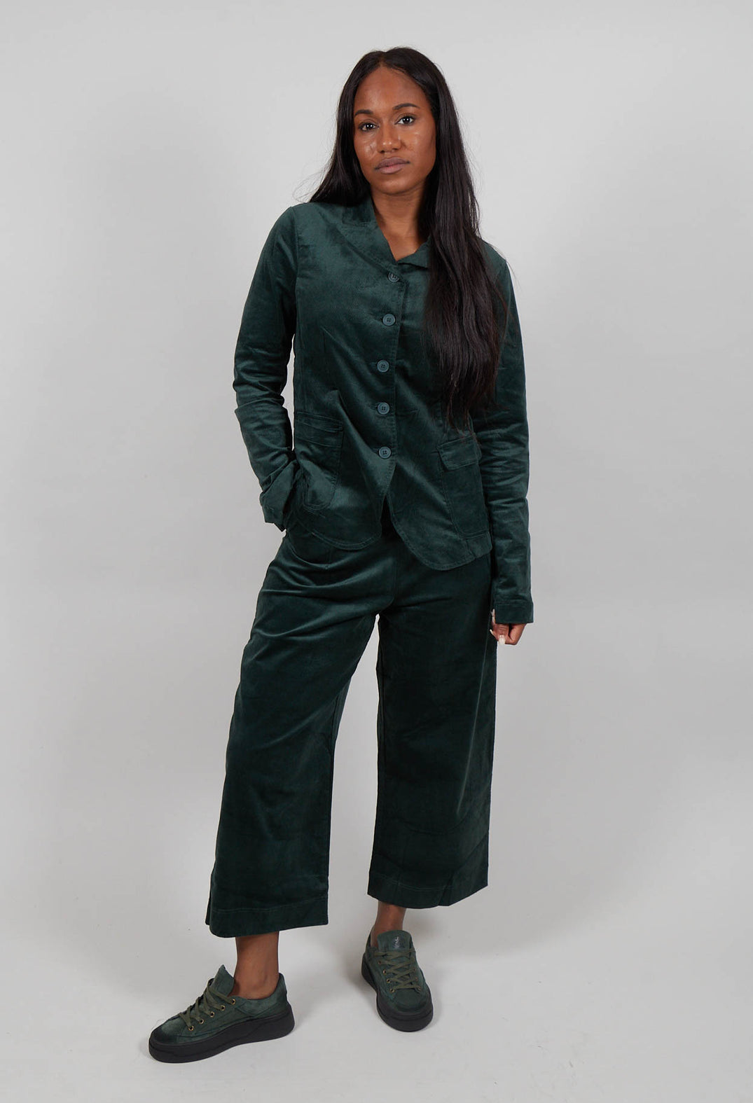 Wide Leg Trousers in Forest - 3230113
