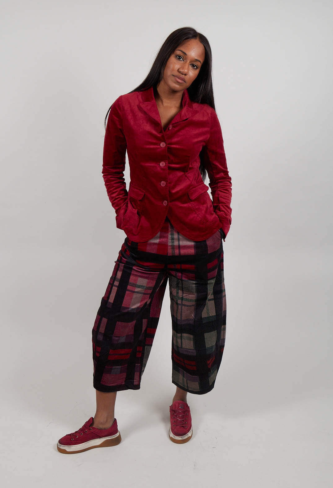 Balloon Leg Trousers in Check Multicolour - 3230104