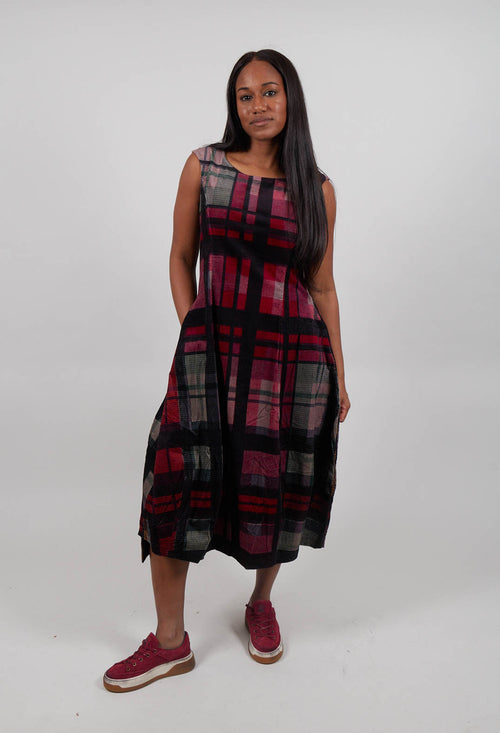 Balloon Hem Dress in Check Multicolour - 3230906