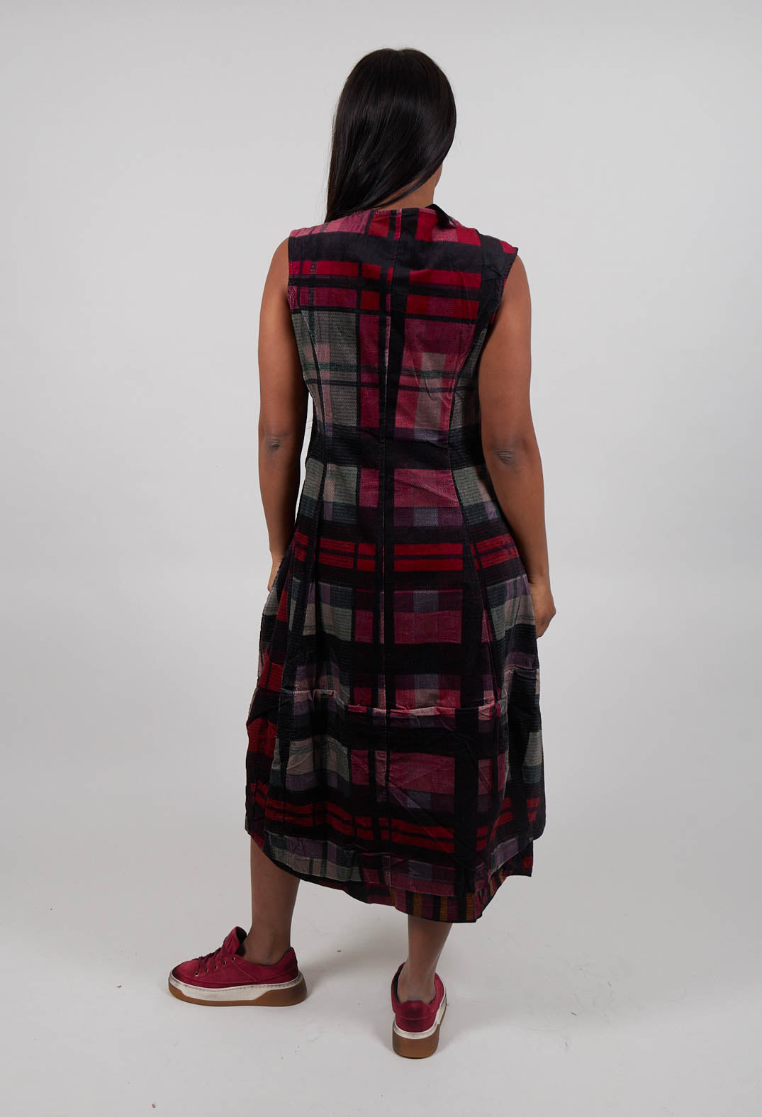 Balloon Hem Dress in Check Multicolour - 3230906