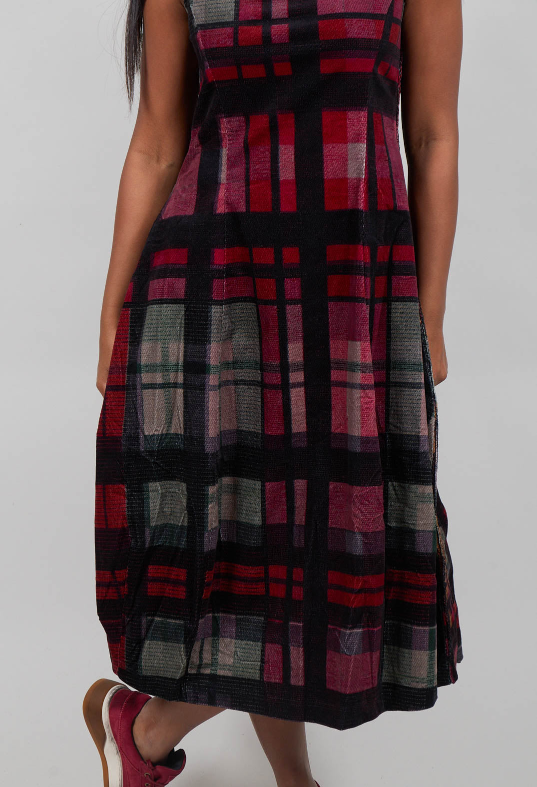 Balloon Hem Dress in Check Multicolour - 3230906