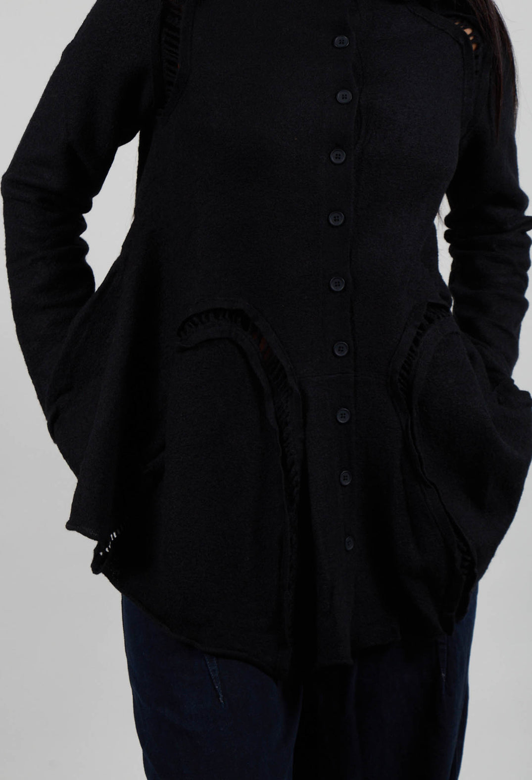 High Neck Cardigan in Black - 3247104